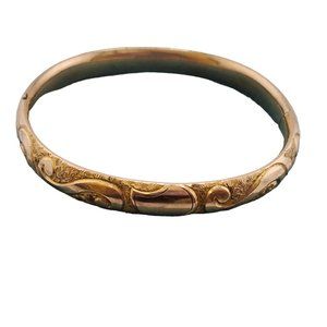 Antique Gold Filled Scalloped Design Bangle Bracelet Marked JJS 1/20th (A3525)